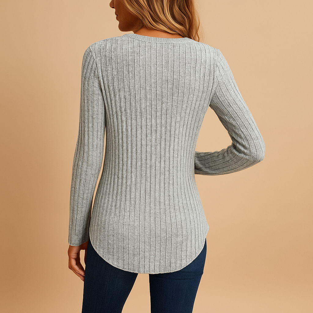 Ribbed V-neck top for women | Hazel 3