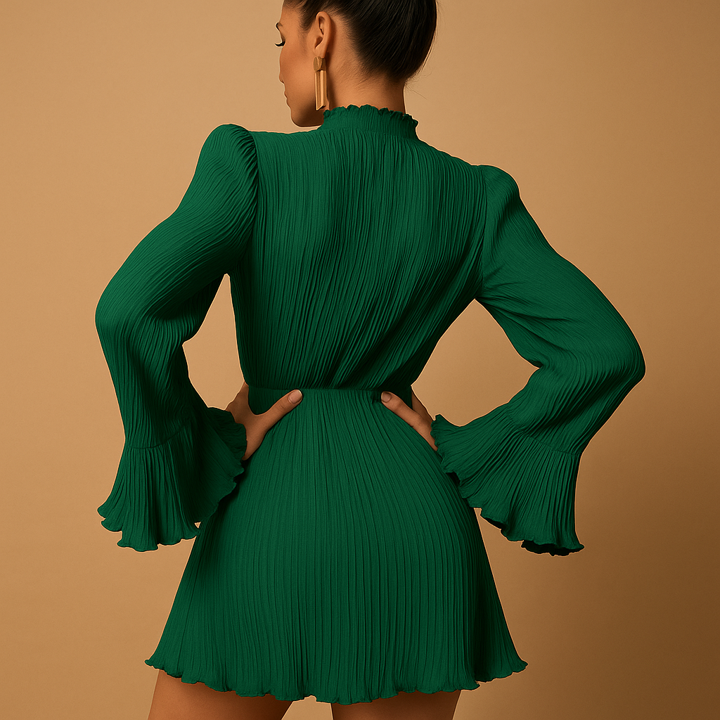 Ribbed long sleeve mini dress for women | Hazel 3