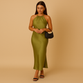 Satin wrap dress with long sleeves for women | Natasa 0