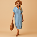 Sky blue summer dress with loose fit for women | Elina 0