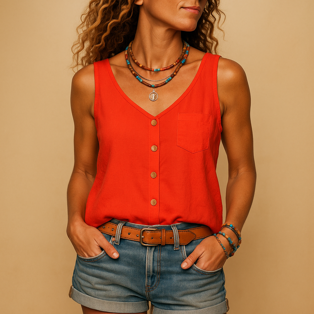 Sleeveless V-neck summer top for women | Naomi 6