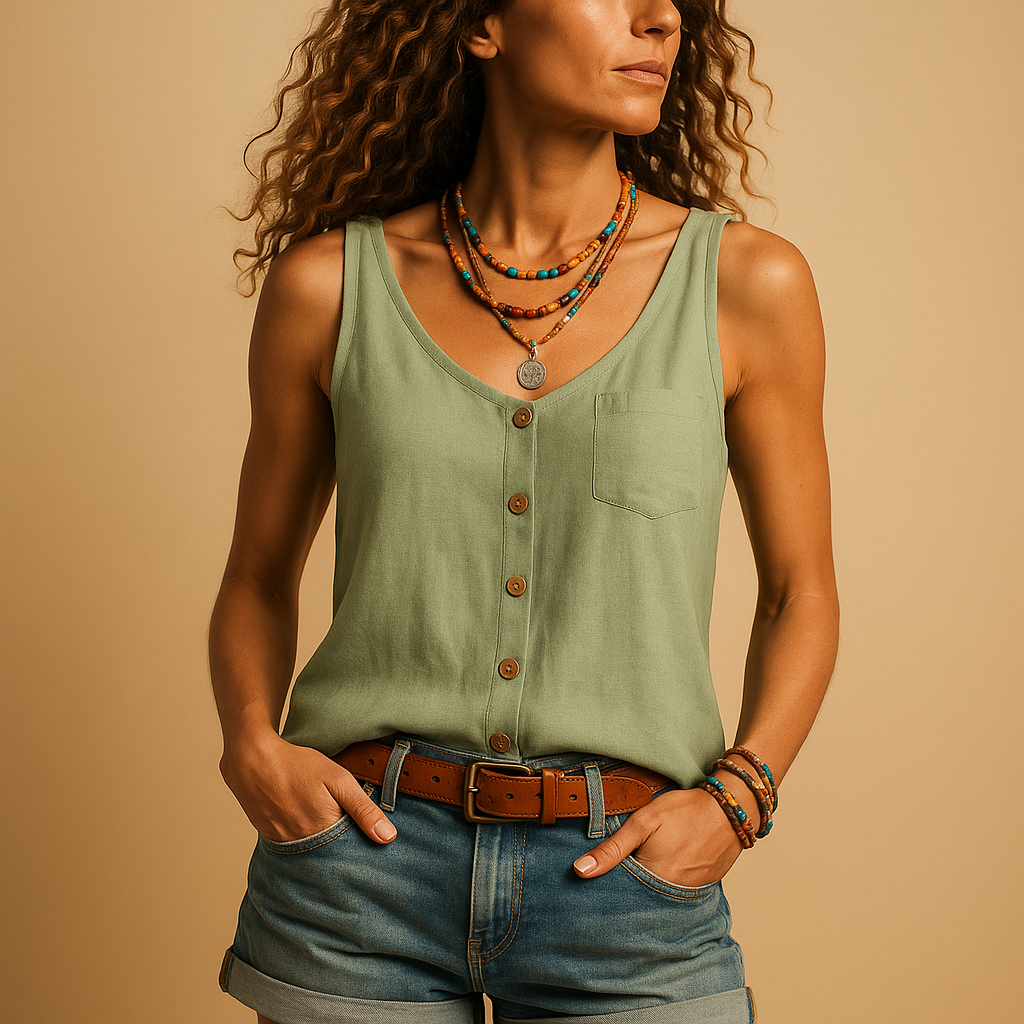 Sleeveless V-neck summer top for women | Naomi 7
