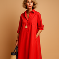 Stretch polo dress with collar for women | Ylva 0
