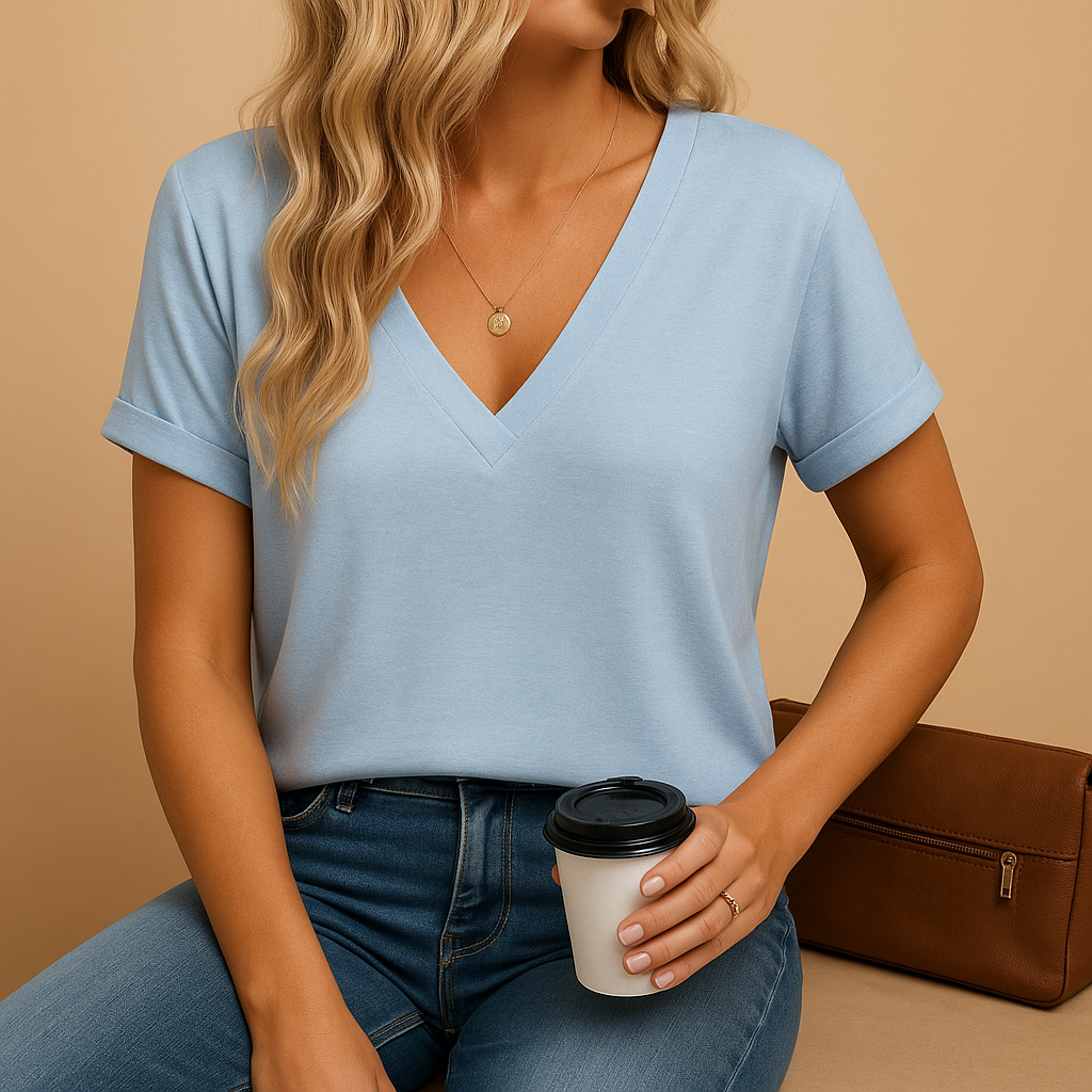 V-neck puff sleeve blouse for women | Harper 4
