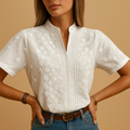 White elegant blouse with collar for women | Hannah 0