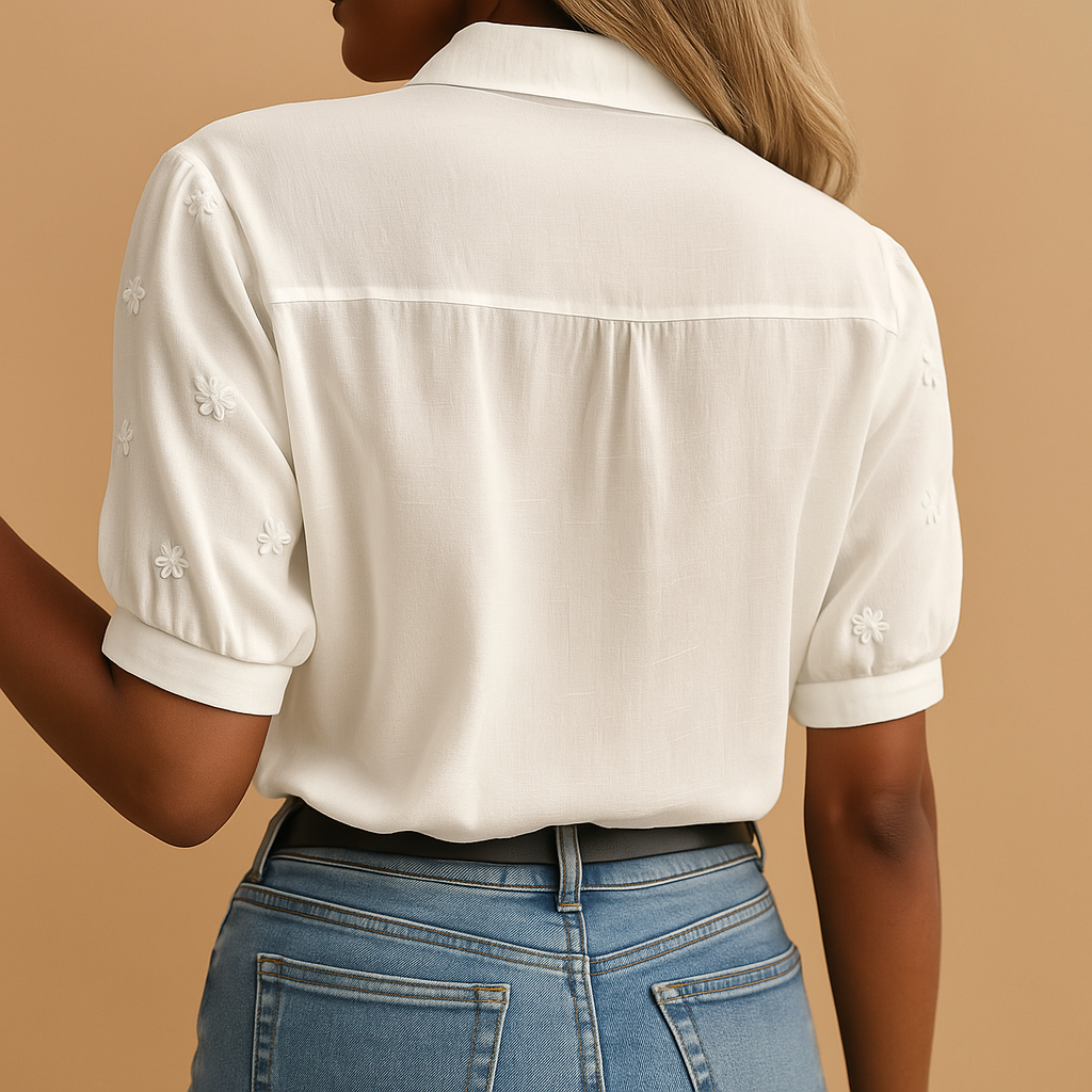 White elegant blouse with collar for women | Hannah 3