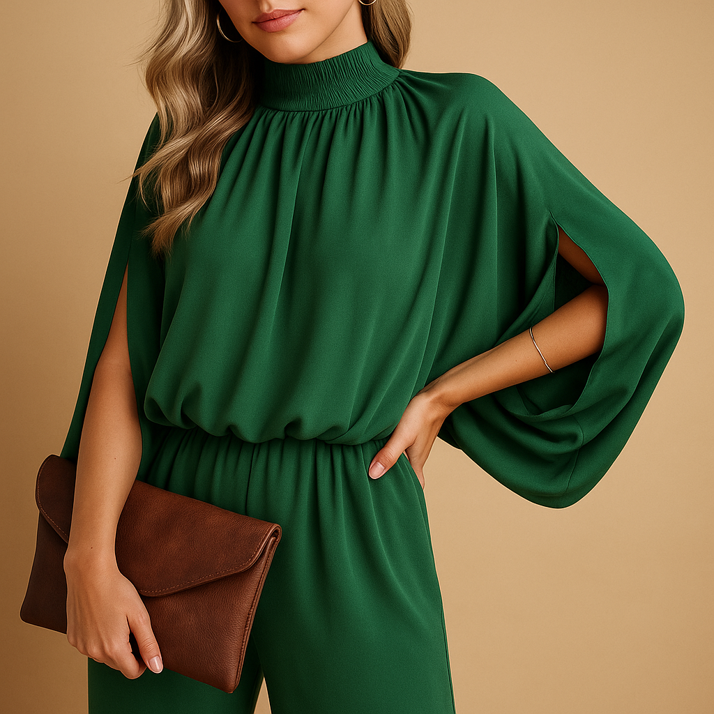 Wide-leg long sleeve jumpsuit for women | Veerle 1