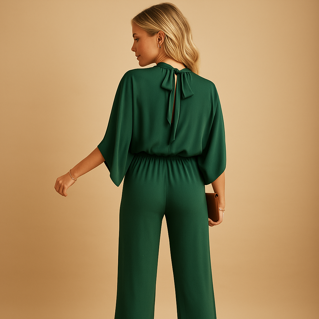 Wide-leg long sleeve jumpsuit for women | Veerle 3